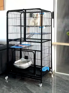 Large Cat cage Movable Cage Sangkar Kucing Besar Thickened Steel 2 3Tingkat 4 level Cat house Indoor Outdoor Pet Cage