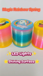 12 Pcs Magic Rainbow Spring With LED Light (Emoji Face & Unicorn Sticker) 表情包与独角兽彩虹色弹簧 *READY STOCK*