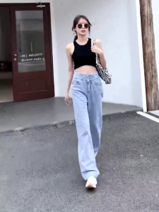 Korean Style Celana Jeans Wanita - Straight Jeans - High Loose Jeans - Celana Jeans Panjang Wanita Bella Moda Store