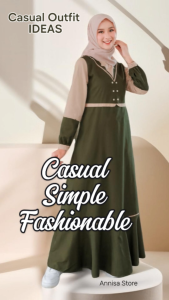 BAJU CANTIK DRESS REMAJA GAMIS DAILY OUTFIT CASUAL WANITA ETHICA AYUMI 380 ARMY FRESH & YOUNGER