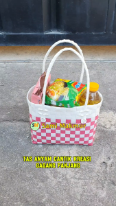 PAKET 5 Pcs Tas Anyam Cantik Kreasi Gagang Panjang Ada Pengait untuk Hampers Souvenir Pernikahan