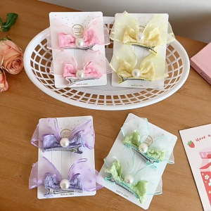 2pcs Cute Korea ins 3D Ribbon Bow Girls Kids Hairpin Hair Clip