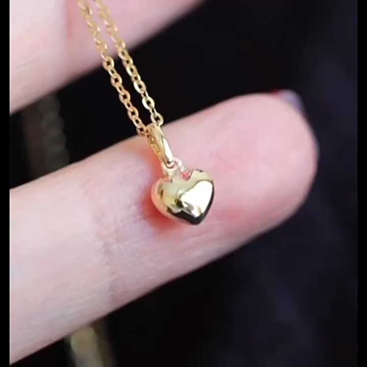 18K Saudi Gold Necklace Nasasangla Pawnable 100% Original Heart Pendant  Clavicle Chain for Women Elegant Jewelry Gift Hypoallergenic Non Tarnish –  - Main Image