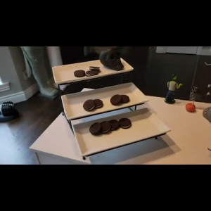 3 Tier Rectangular Serving Platter Set with Metal Rack Cupcake Tray Stand for Party Luxury Buffet Server Dessert Stand Birthday Desktop Ceramic Plate Display Rack Fruit Snack Tray Set