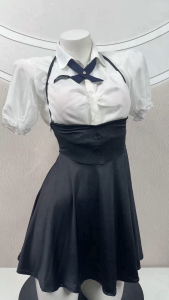 MIMI SHOP ชุดเอี๊ยม เอี๊ยมนักเรียน ชุดเกาหลี 🍮 แขนตุ๊กตา กระโปรงดำเข้าชุด M-722