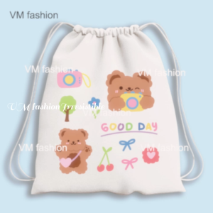 Tas Serut dan Totebag Kanvas Motif Karakter Bear Bear Cute Lucu Menggemaskan Bahan Kanvas Tebal Premium