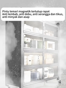 Rak Dapur Rak Oven Microwave Lemari Dapur Lemari Piring Multi-layer Rak Kabinet Dapur Dengan Pintu