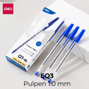 Deli Ballpoint Pen / Pulpen Bolpoin 1.0 mm Penulisan Halus EQ3 (Satuan)