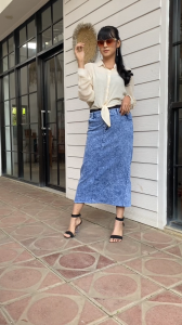 Rok Jeans 7/9 Wanita Haighwaist Terbaru Pinggang Bahan Melar Korean Style Remaja Dewasa Santai