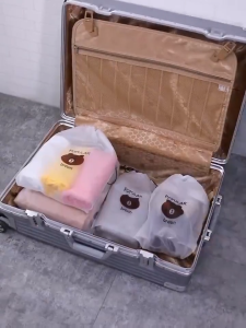 Waterproof Drawstring Matte Transparent Cartoon Travel Bag Organizer Cosmetic Bathroom Shoe 收纳袋 Set of 3 sizes