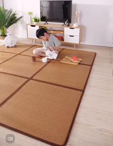 Rattan Carpet Tatami Mat Floor Mat Japanese Style Rugs Thick Flooring Four Season Breathable Crawling Mat Anti-Slip Cool Mat Folding Mattress Yoga Mat for Bedroom Livingroom or Gym