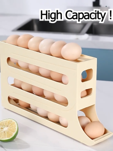 [MY] 30 Grids Egg Storage Organizer/ 3 Tier Egg Rack Tray/ Automatic Rolling Egg Holder/ Large Capacity Egg Organizer