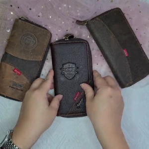 TRENDY NEW FASHION MENS LONG ZIP WALLET COW LEATHER DOMPET PANJANG ZIP LELAKI KULIT LEMBU BETUL DESIGN BUKA SEPARUH TAHAN DAN BERKUALITI READY STOCK IN MALAYSIA FAST SHIPPING