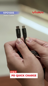 Kabel Type C To Type C Fast Charging Data VIVAN 60W PD Quick Charge with Military Kevlar Fiber Support Macbook KPD100S