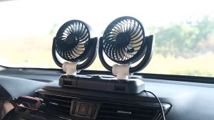 SEAMETAL Dua Kipas Angin Mobil Ganda Pengisi Daya Usb Kipas Angin Pendingin Sandaran Kursi Mobil Mobil 3 Kecepatan Mobil Universal 360 Derajat Kipas Angin Berputar