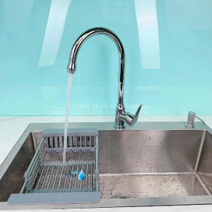 Vòi nước rửa chén bát nóng lạnh inox ống bi xoay 360 cực nhẹ Rina RN5006 1 chế độ nước mạnh