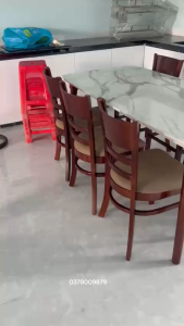 Bàn ăn 6 ghế cabin - bàn ăn cơm gray clolor óc chó siêu sang - bh 12 tháng