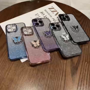 Casing Tecno Pova 5 Pro phone case features a soft gold edged glossy transparent shock absorber to protect the bumper and butterfly bracket design sfjshdzj01