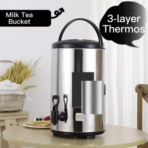 Stainless Steel Water Dispenser 6L~12L Hot&Cold Insulated Beverage Cooler Bekas Air Panas Thermos Milk Tea Bucket Barrel