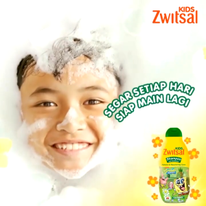 ZWITSAL Kids Shampoo with Conditioner Spongebob Series 180 ml | Lembut dan cocok untuk rambut | Soft&Moisturizing | Natural&Nourishing Care | Clean&Fresh