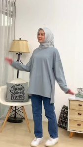 KAOS WANITA MUSLIM LENGAN PANJANG OVERSIZE REGIA FASHION