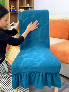 Thick Skirt Chair Cover Dining Chair Seat Cover Universal Waterproof Stretchable Furniture mono block Chair Cover Lucky Leaf Elastic Chair Seat Cushion for dining table