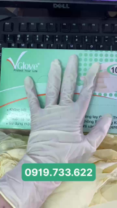 [ 1 hộp 50 đôi] Găng Tay Cao Su Y Tế Không Bột Vglove Khải Hoàn - 100 Cái Màu Kem Trắng Size SML