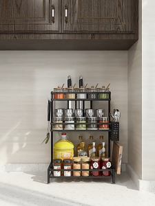 Rak Bumbu Serbaguna Dapur Tempat Bumbu Rak Penyimpanan Dapur Stainless Steel