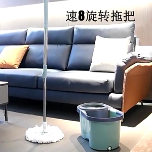 ไม้ถูพื้น ไม้ม็อบ ด้ามสแตนเลส พร้อมผ้าไมโครไฟเบอร์ 2 ผืน Spin Mop ใช้ได้กับถังน้ำและถังปั่น