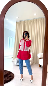 SJM KEMEJA ONNA BRUKAT PREMIUM KOMBI KATUN SALUR IMPORT FASHION WANITA KOREA PINGGANG SERUT 41458 61916