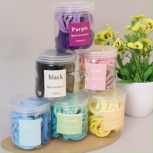 GTB - Ikat Rambut Ponytail Elastis Wanita Motif Polos Kunciran Rambut Gaya Korea Isi 50 Pcs Free Tabung R612 R613