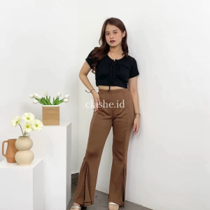 Melly Pants Cutbray Front Slit: Pakaian Wanita Casual yang Desain Fashionable & Nyaman