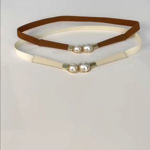 [HCM] Mới Thời Trang Nữ Độ Đàn Hồi Mỏng Thắt Lưng Giả Ngọc Trai Khóa Dây Đeo Tất Cả Trận Đấu Phối Thắt Lưng -Joyee