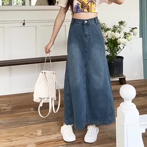 Chân Váy Jean Dài Cạp Cao Váy Jean Dáng Dài Đuôi Cá Thanh Lịch Cao Cấp-MAS