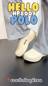 Hello Polo รองเท้าแตะ รองเท้าหัวโต ส้นหนา 3.5 ซม พื้นนูมาก คลายเมื่อยอดเท้า กันลื่น รองเท้าแตะแฟชั่นฤดูร้อน กลางแจ้ง สะท้อนสตรี HP8009W