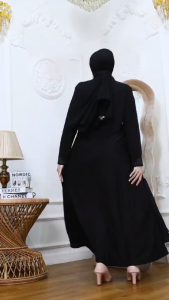 Baju Gamis Abaya Turkey Hitam Premium Dewasa / Remaja - Kode A16