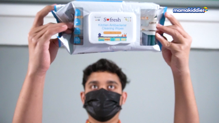 Sofresh Kitchen Wipes Wet 80 Pcs Pack Tissue Basah Dapur (Disinfect, Anti-Bacterial, Remove Oil & Grease, 0% Alcohol)