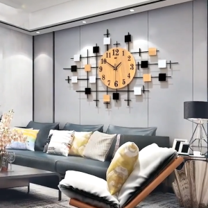 Silent Clocks Living Room Solid Wood Wall Clock Home Decoration