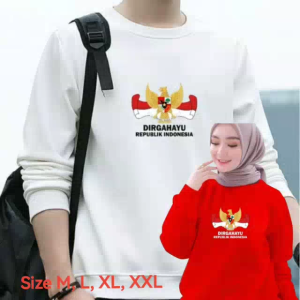 Promo Sweater Pria Wanita Dirgahayu Indonesia Kaos Hut RI Kemerdekaan Baju 17 Agustus Sweter Garuda