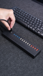 ACASIS Pemisah Hab 16-port (6 x USB 3.0 + 6 x USB 2.0 + 4 Pengecasan Pintar) Dengan Suis Hidup/Mati LED Bebas dengan Penyesuai Kuasa USB-A&TYPC-C untuk PC DS-516