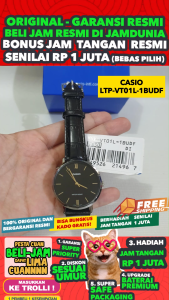 CASIO ORIGINAL - CASIO LTP-VT01L-1BUDF - Analog - WOMEN - Hitam - Leather Band - Jam dunia JD19ST # Jam Tangan Wanita Cewek Anti Air Digital Analog + CASIO LTP VT01L 1B LTP-VT01L VT 01 L LTPVT01 LTP-VT01 LTPVT01L LTP-01 LTP-VT01L-1B VT01 $ WR0 STK SD7 HT7