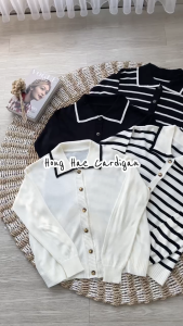 Hong Hae Cardigan Rajut Korean Style | Outer Wanita Kekinian | Atasan Wanita Remaja Kekinian Terbaru Outfit | Atasan Rajut Wanita - Knit Rajut Stripe