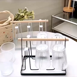 ที่คว่ําแก้ว ที่คว่ำแก้วโลหะ-เหล็ก ชั้นวาง 6 ใบ แนวมินิมอล เหมาะกับการตกแต่งบ้าน คุณภาพดี ทนทาน