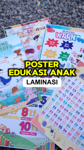 Poster Edukasi Anak WIPE and CLEAN untuk Balita PAUD TK SD | Paket Lengkap Mengenal Aneka Buah Sayuran dan Binatang | Kertas Ivory 260 gram