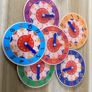 Colorful Wooden Clock Cognition Recognising Montessori Educational Toys for Kids