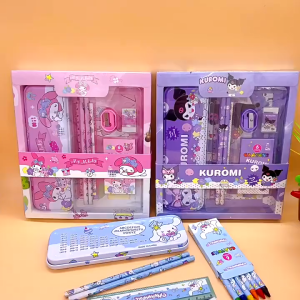 Kotak Pensil Anak Set 7 in 1 Stationery Hadiah Anak Sekolah KARAKTER KUROMI Alat Tulis Set Kotak Pensil / Tempat Pensil Komplit / Tempat Pensil Anak Laki Laki / Tempat Pensil Viral / Hadiah Tempat Pensil