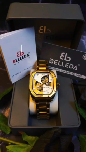 Jam tangan pria Belleda 9528 Rantai Otomatis Anti Air Sakelton Model Segi Populer