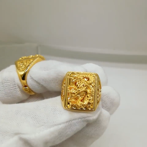 Original 24K Saudi Gold Legit Pawnable Mighty Mens Open Dragon Ring