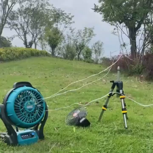 HUMI พัดลมแคมป์ปิ้ง 12นิ้ว พัดลมไร้สาย พัดลมแบตเตอร ปรับความสูงได้ แขวนและใช้งานหมุนได้ 270° สามารถพับและยืด พัดลมแบตเตอรี่ ทนทานใช้ได้นาน พัดลม แบตเตอรี่ สี่เกียร์ สามารถปรับความเร็วลม พัดลมพกพาชาร์จ