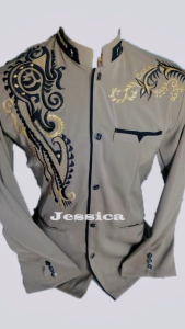 Baju Koko Jasko Bordir putih lis hitam motif JSC Lengan Panjang Kerah Kancing Terbaru 2024